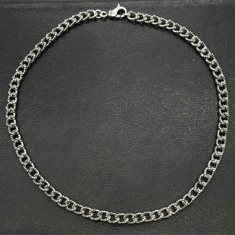 Silver Chain Link Necklace Black Fashion Jewelry