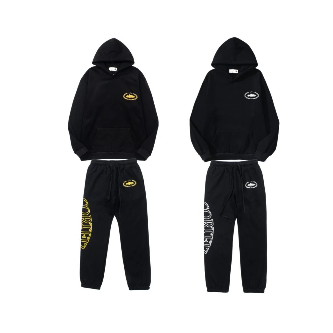 Cormeir Black Hoodie And Pants Set Casual Sportswear