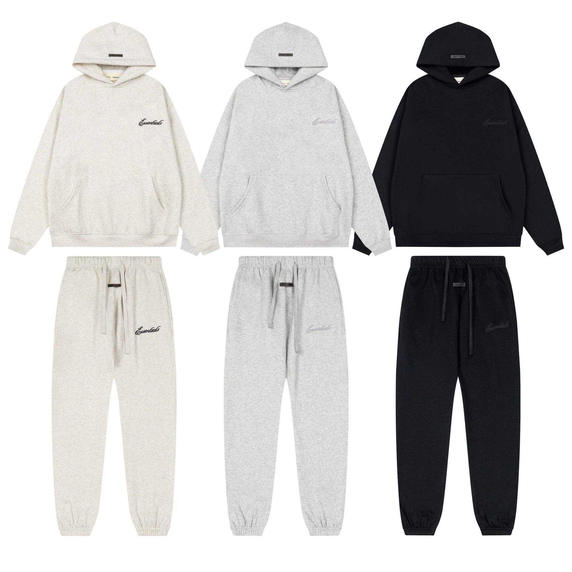 Essentials Hoodie Set White Gray Black Casual