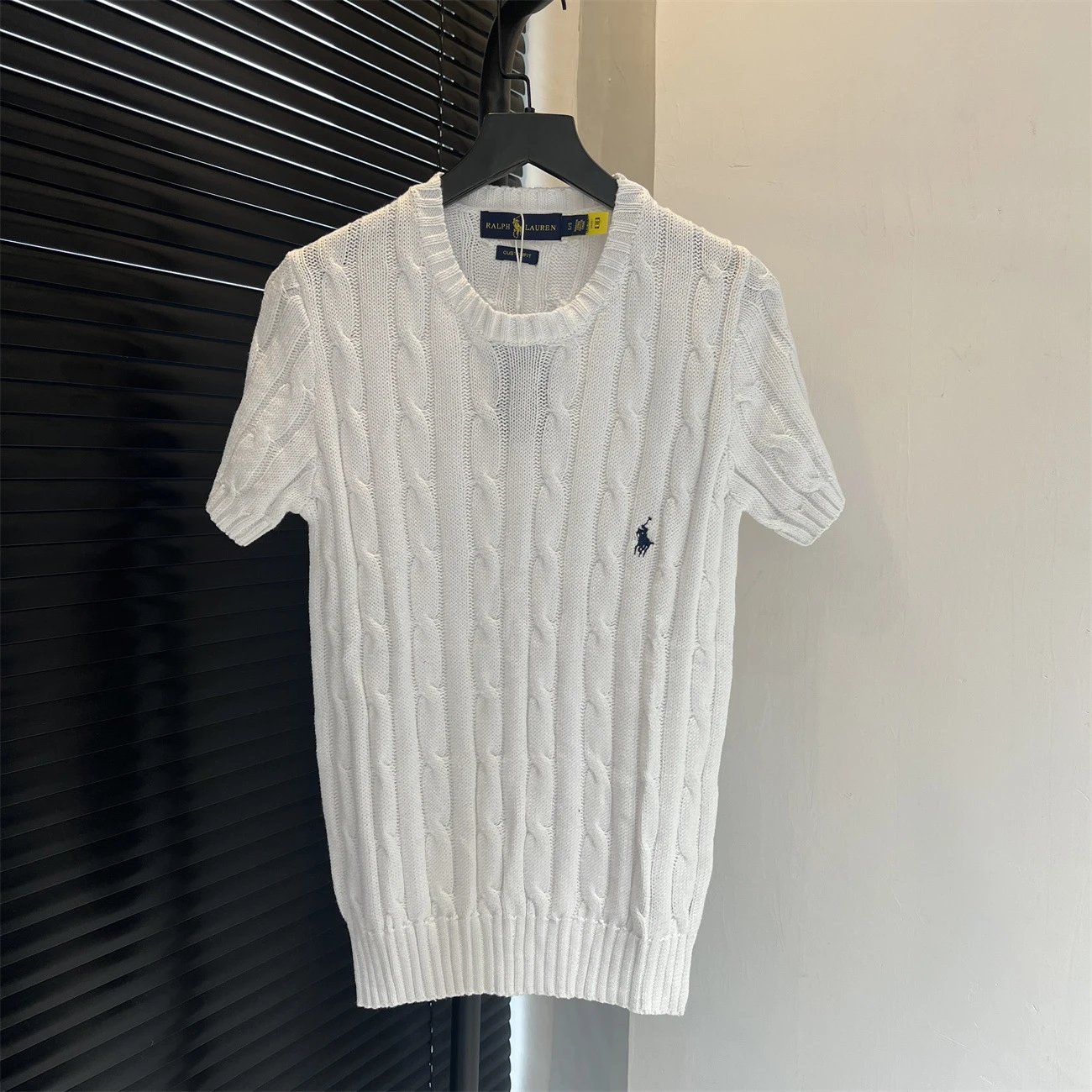 Ralph Lauren Cable Knit White Short Sleeve Sweater