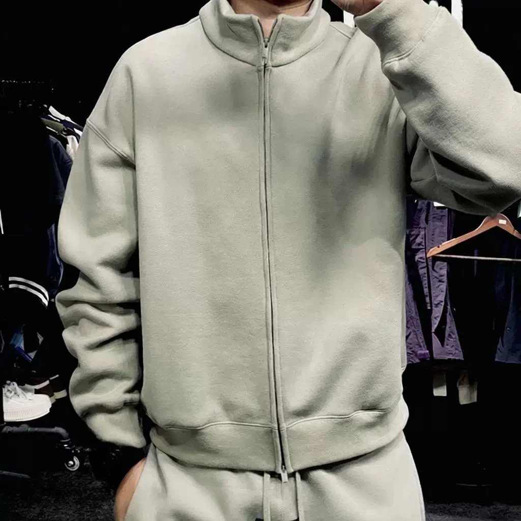 Unisex Zip-Up Light Green Casual Jacket