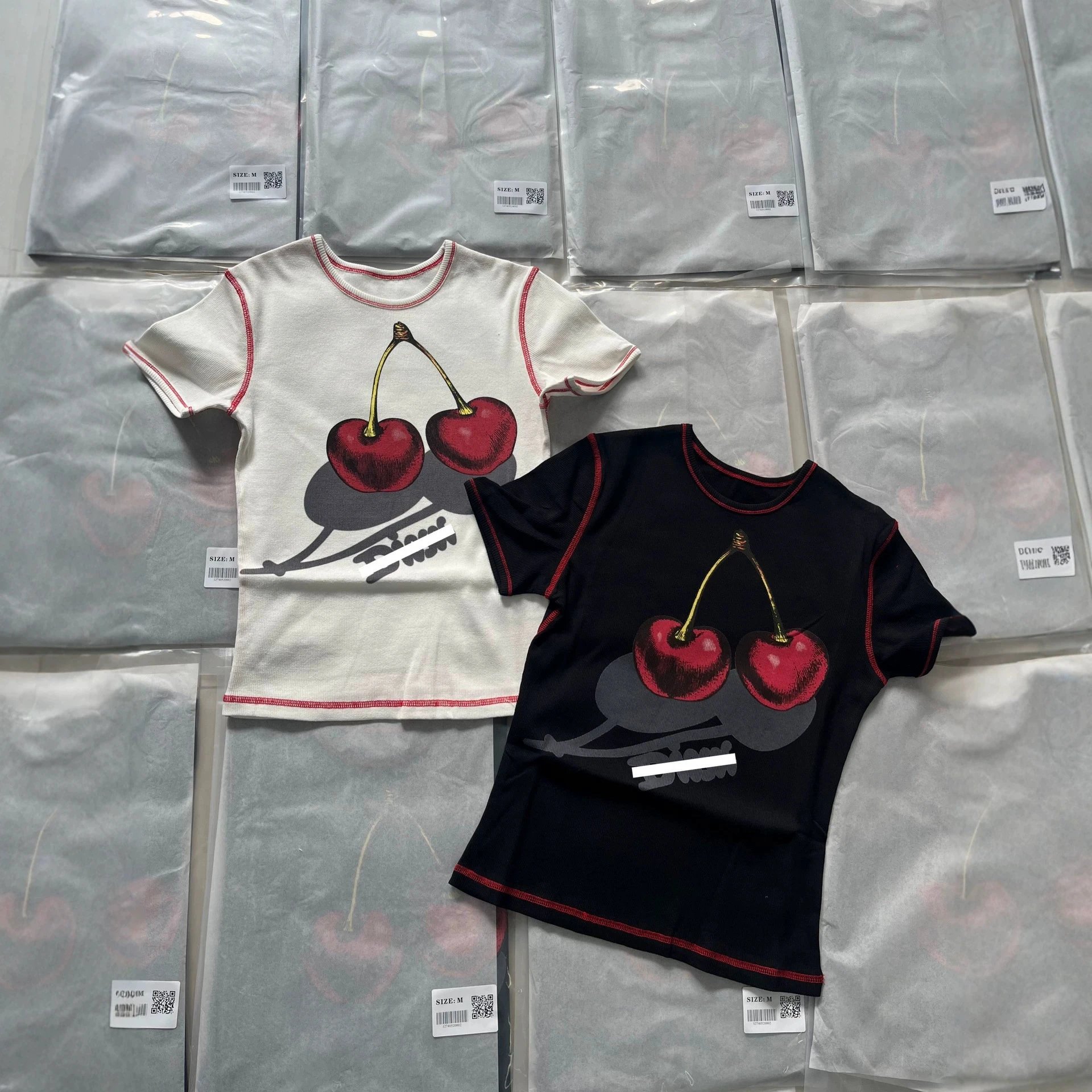 Cherry Print T-Shirt White Casual